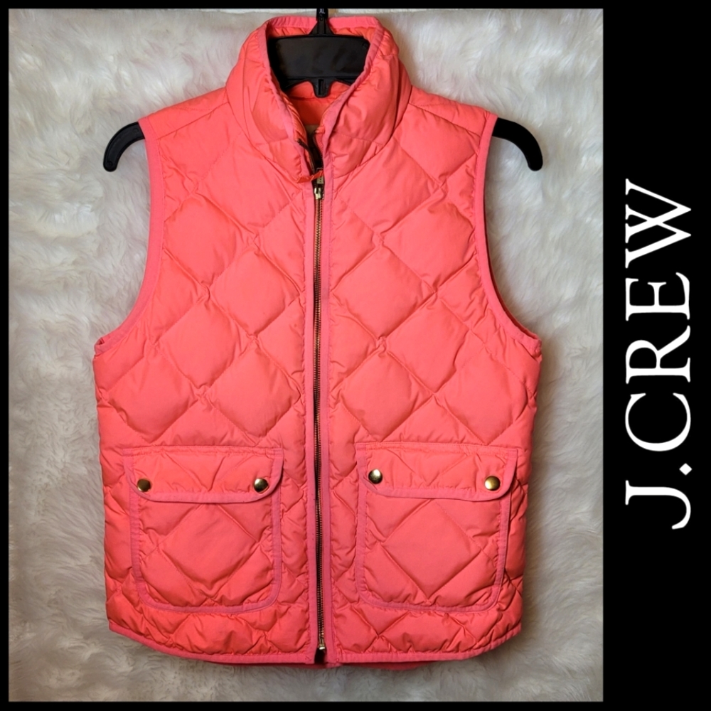 J. Crew Puff Vest in Fluorescent Pink